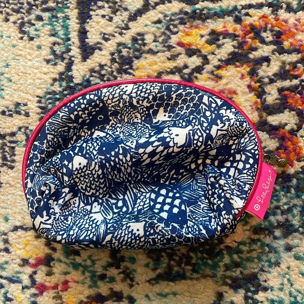 Lilly Pulitzer for Target Navy & White Printed Cosmetic Pouch with Pink Trim